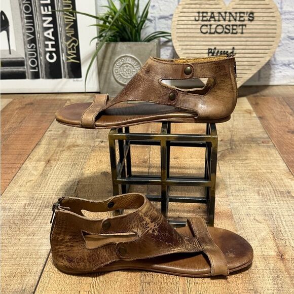 Bed Stu Soto tan rustic Brown Leather Sandals 10 - Picture 3 of 11